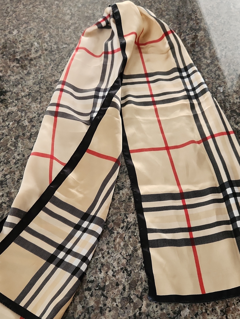 Long Scarf Bag Tie Plaid No Tag